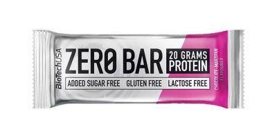 Fehérjeszelet, gluténmentes, 50g, BIOTECH USA "Zero Bar", csokoládé-marcipán