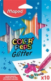 Filctoll készlet, 2,8 mm, csillámos, MAPED "Color`Peps Glitter", 10 különböző szín